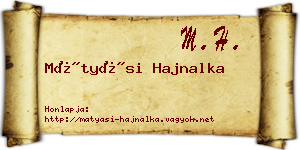 Mátyási Hajnalka névjegykártya
